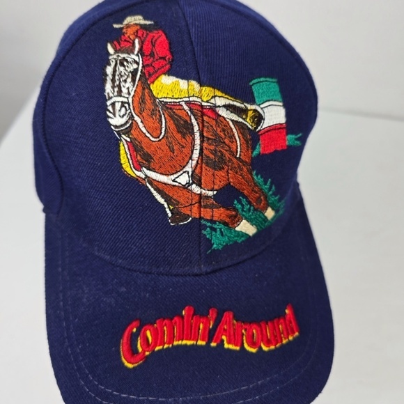 RARE- Colorful Embroidered 3D Horse Barrel Racing Rodeo Western Hat- Blue - Picture 2 of 12